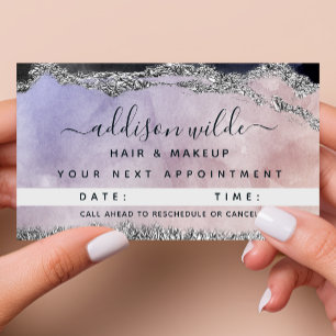 Carte De Rendez-vous Signature Script Watercolor Purple Black Silver