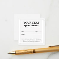 Carte de rendez-vous simple Elegant Black White Be