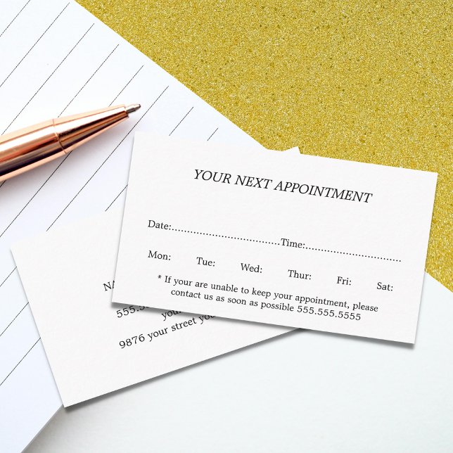 Carte de rendez-vous simple Elegant Black White Be (Créateur téléchargé)