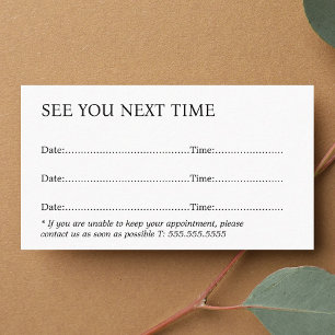 Carte De Rendez-vous Simple élégant noir blanc gras