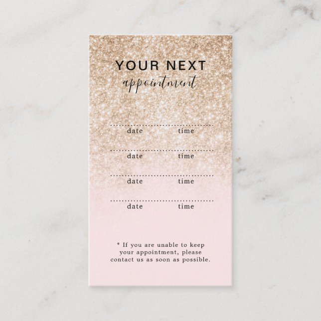 Carte de rendez-vous simple Elegant Pink Gold (Devant)