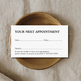 Carte De Rendez-vous Simple Élégant Salon Noir Blanc