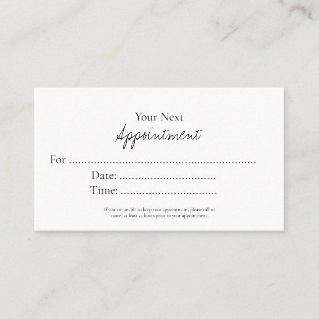 Carte De Rendez-vous Simple Elegant Script Appointment Card (Devant)