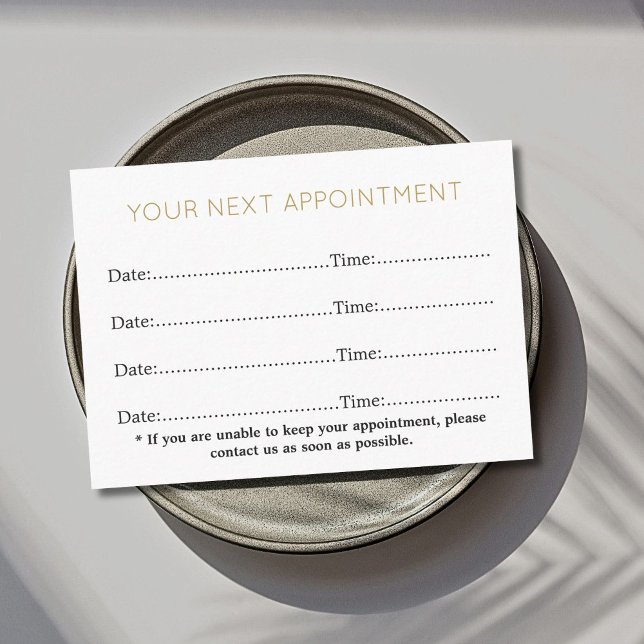 Carte De Rendez-vous Simple Elegant White Gold Beauty Salon (Créateur téléchargé)