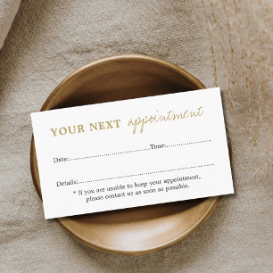 Carte De Rendez-vous Simple Élégante Beauté Blanche Dorée 