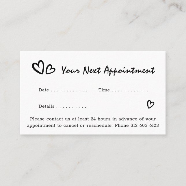 Carte De Rendez-vous Simple moderne Script Heart Logo Black Business (Devant)