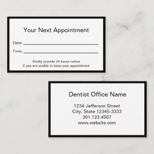 Carte De Rendez-vous Simple noir et blanc Votre prochain dentiste