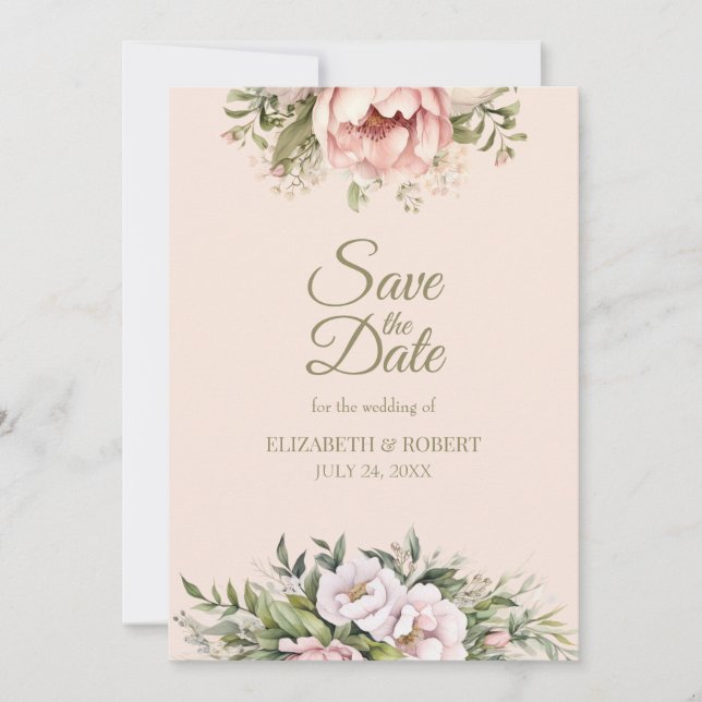Carte de rendez-vous 'Soft Blush Pink Peony' (Devant)