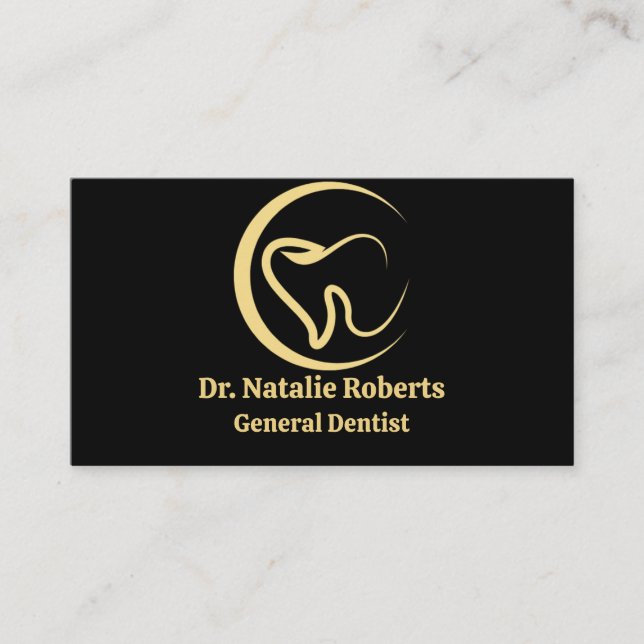 Carte De Rendez-vous Soins dentaires Élégant Gold Tooth Logo dentiste (Devant)