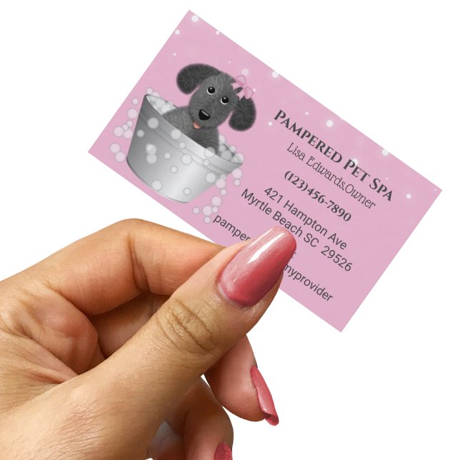 Carte de rendez-vous Spa de chien de taille rose (Créateur téléchargé)