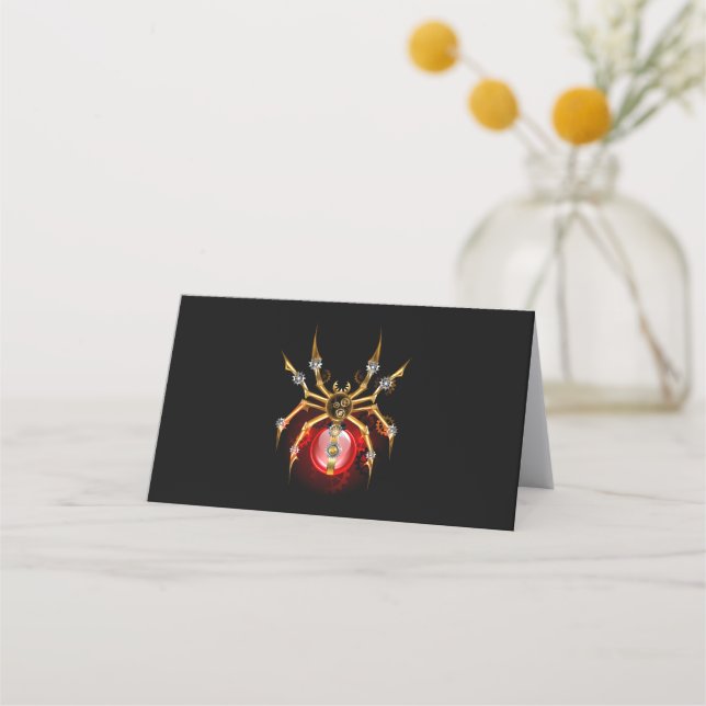 Carte De Rendez-vous Steampunk spider on black (Devant)