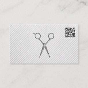 Carte De Rendez-vous Styliste de cheveux Ciseaux en argent Code QR