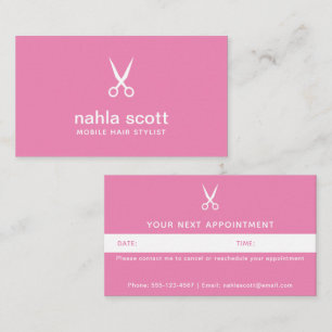 Carte De Rendez-vous Styliste de cheveux mobiles Ciseaux rose foncé mod