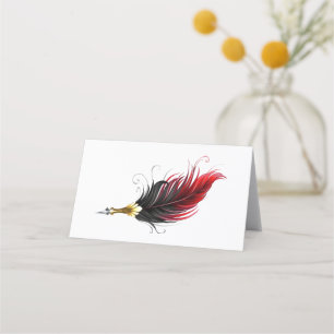 Carte De Rendez-vous Stylo rouge en plumes avec nib or