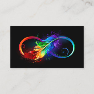 Carte De Rendez-vous Symbole d'infini avec plume arc-en-ciel