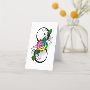 Carte De Rendez-vous Symbole d'infini avec Rose arc-en-ciel