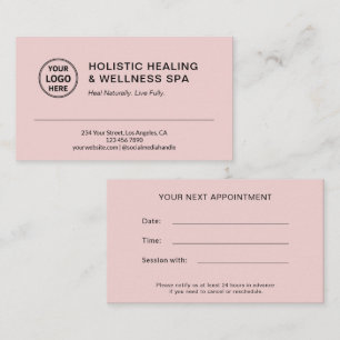 Carte De Rendez-vous Thérapeute Coach en Santé Holistique Rose