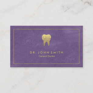Carte De Rendez-vous Toile pourpre Cadre doré & dent - Dentiste