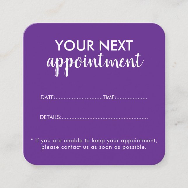 Carte De Rendez-vous Trendy Modern Salon Appointment Reminder Card (Devant)