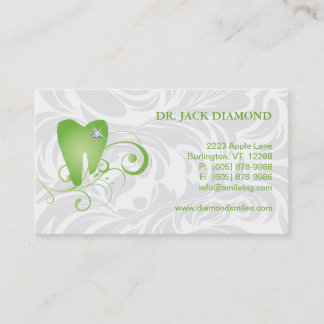 Carte De Rendez-vous Vert dentaire 2 de logo de dent de diamant de