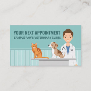 Carte De Rendez-vous Vétérinaire Homme Animal Docteur Chat Chien Person