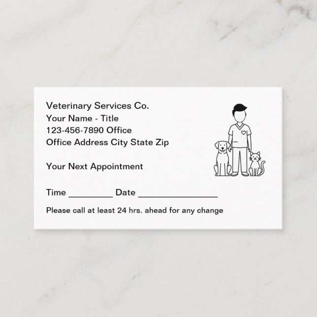 Carte De Rendez-vous Veterinarian Veterinary Office Appointment Cards (Devant)
