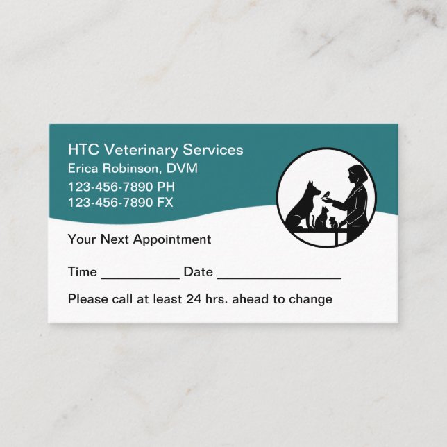 Carte De Rendez-vous Veterinary Pet Care Appointment Cards Reminder  (Devant)
