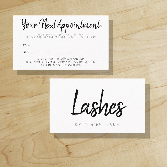 Carte De Rendez-vous Votre prochaine nomination | Rappel | Lashes ("Everyday is abundantly beautiful." 
Sincerely Best Wishes from Lucky Design World)