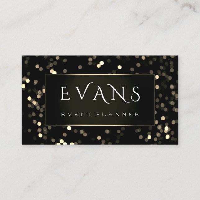 Carte De Rendez-vous Wedding planner d'événement Black Gold Lumières en (Devant)