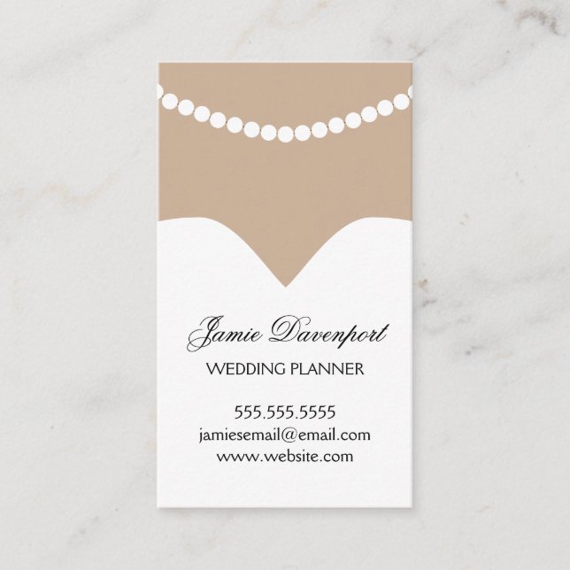 Carte De Rendez-vous Wedding planner Minimal Chic Robe Pearl Collier (Devant)