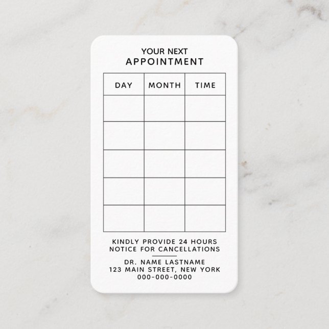 Carte De Rendez-vous White Professionnel Rappel d'affaires moderne (Devant)