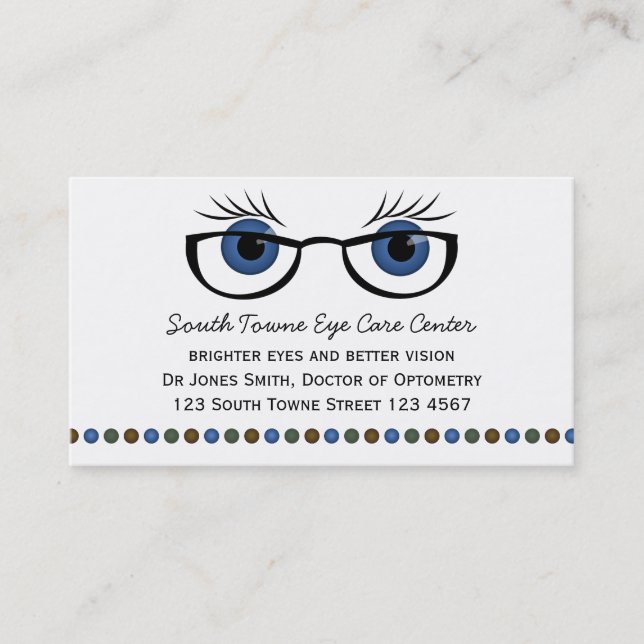 Carte De Rendez-vous Yeux et lunettes bleus (Devant)
