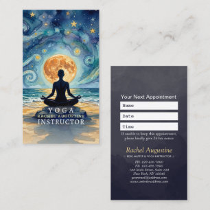 Carte De Rendez-vous Yoga Méditation Ciel Nocturne Étoilé Lune Plage Oc