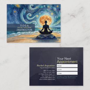 Carte De Rendez-vous Yoga Méditation Ciel Nocturne Étoilé Lune Plage Oc