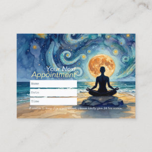 Carte De Rendez-vous Yoga Méditation Ciel Nocturne Étoilé Lune Plage Oc