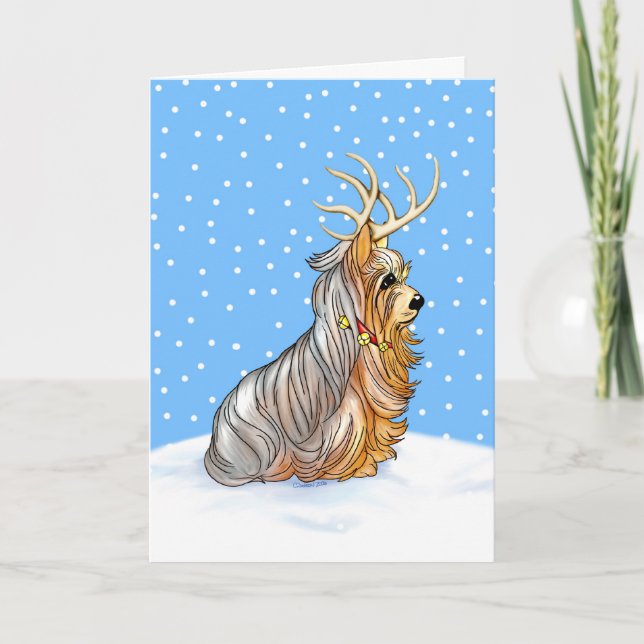 Carte de rennes de Noël Yorkshire Terrier (Devant)