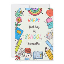 Carte de rentrée scolaire personnalisée et mignonn