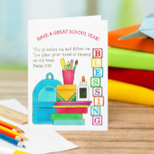 Carte de rentrée scolaire Sac à dos de bénédiction