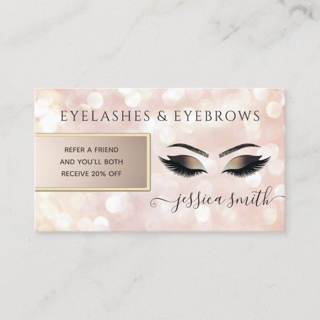 Carte de renvoi chic bokeh cils & sourcils (Devant)