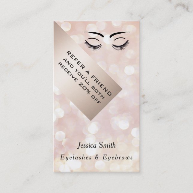 Carte de renvoi chic bokeh cils & sourcils (Devant)