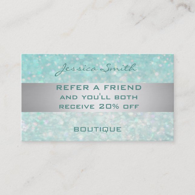 Carte de renvoi glamour faux chic glittery (Devant)