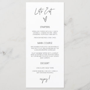 Carte de repas classique Mariage de menu de taille