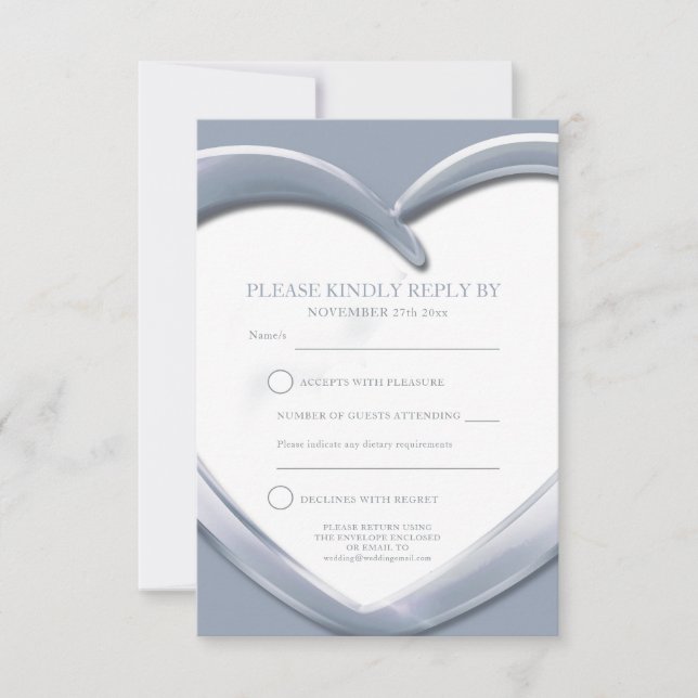 carte de réponse 25e anniversaire de mariage coeur (Devant)