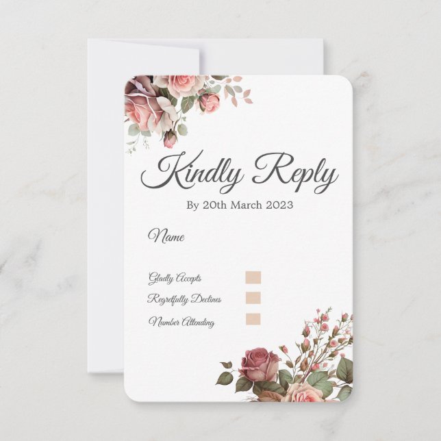 Carte de réponse 3,5" x 5". Carte RSVP de mariage (Devant)