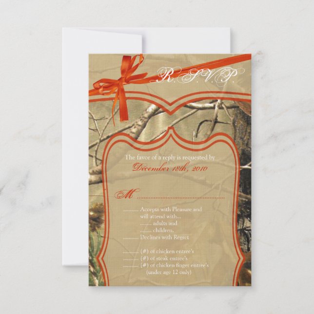 Carte de réponse 3,5x5 chasse de mariage R.S.V.P.  (Devant)