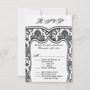 Carte de réponse 3,5x5 Damassé pour mariage