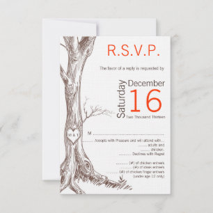 Carte de réponse 3,5x5 Mariage Arbre d'automne R.S