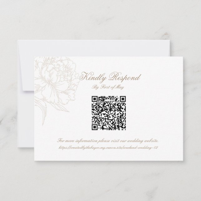 Carte de réponse à code QR floral classique avec c (Devant)