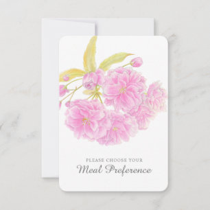 Carte de réponse à florale rose choix de repas mar