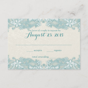 Carte de réponse à la dentelle florale ivoire et A